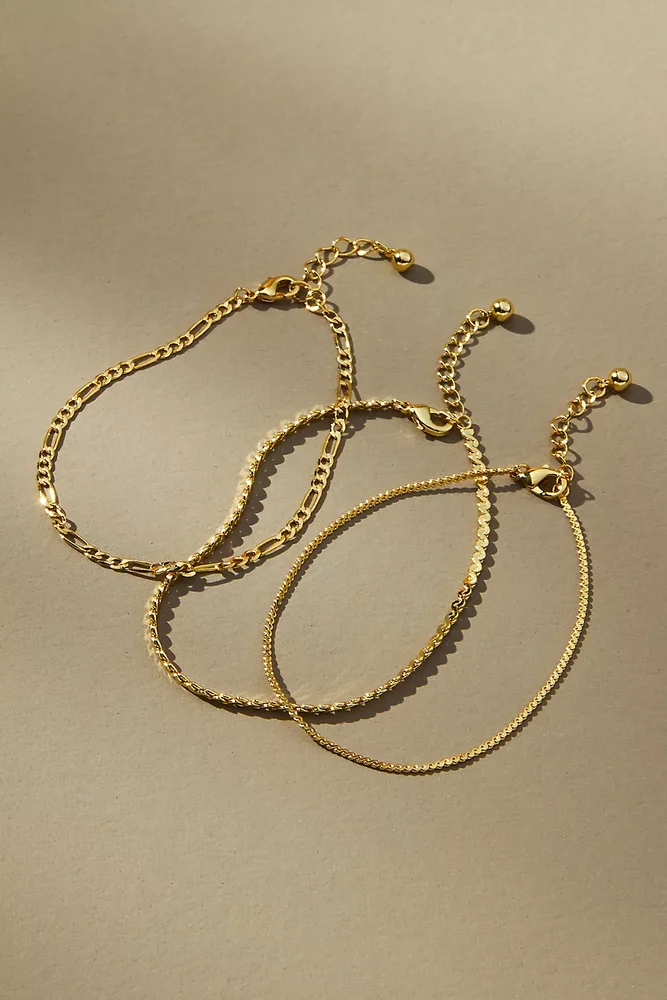 Gilded Chain Bracelets, Set of 3