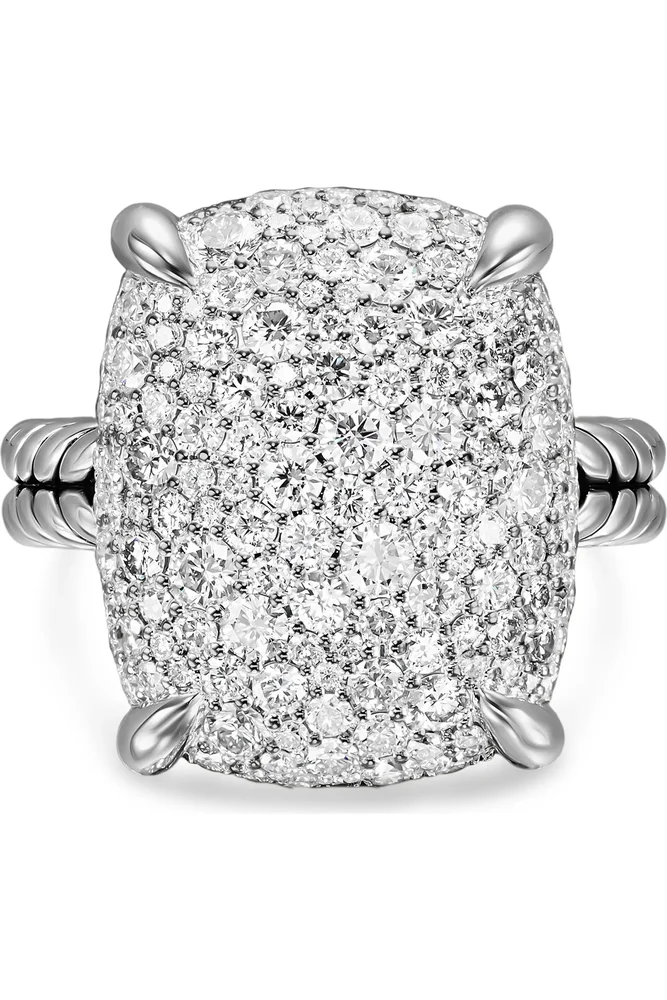 Chatelaine® Elongated Ring, Sterling Silver with Diamonds, 19mm