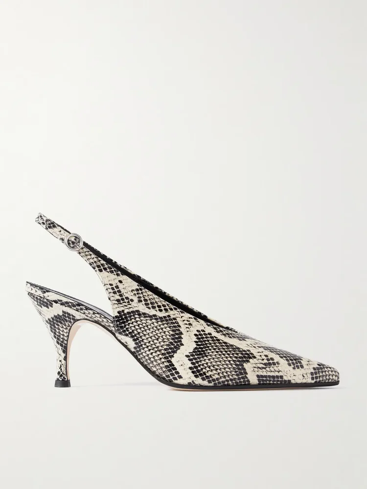 Carla snake-effect leather slingback pumps