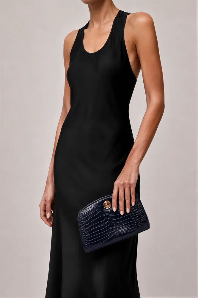 Pushlock Clutch Navy Croc