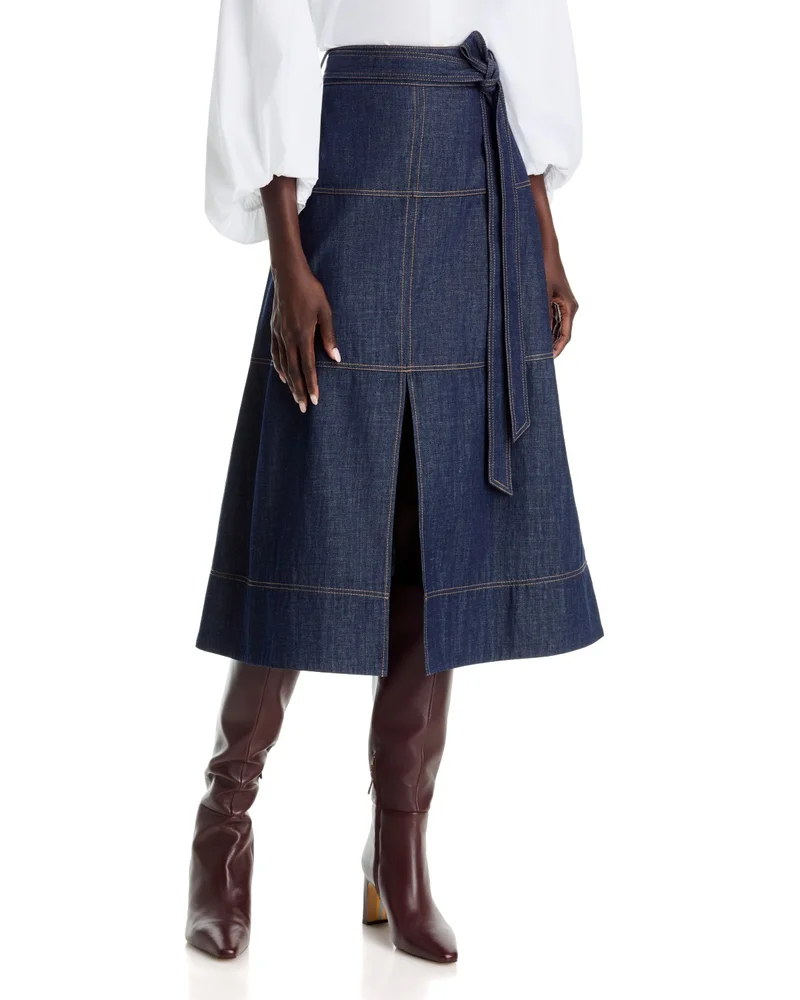 Hudley Denim Midi Skirt in Midnight Rinse