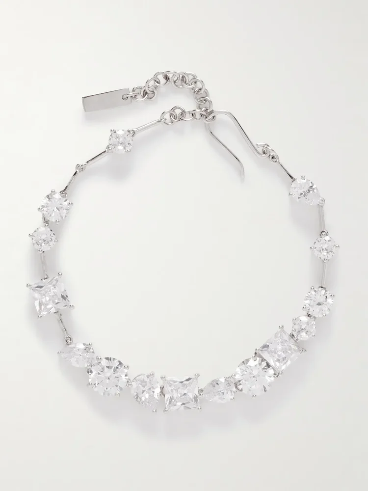 Delicate rhodium-plated cubic zirconia bracelet