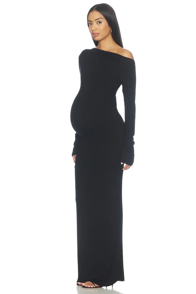 Soft Rib Draped Maxi Dress