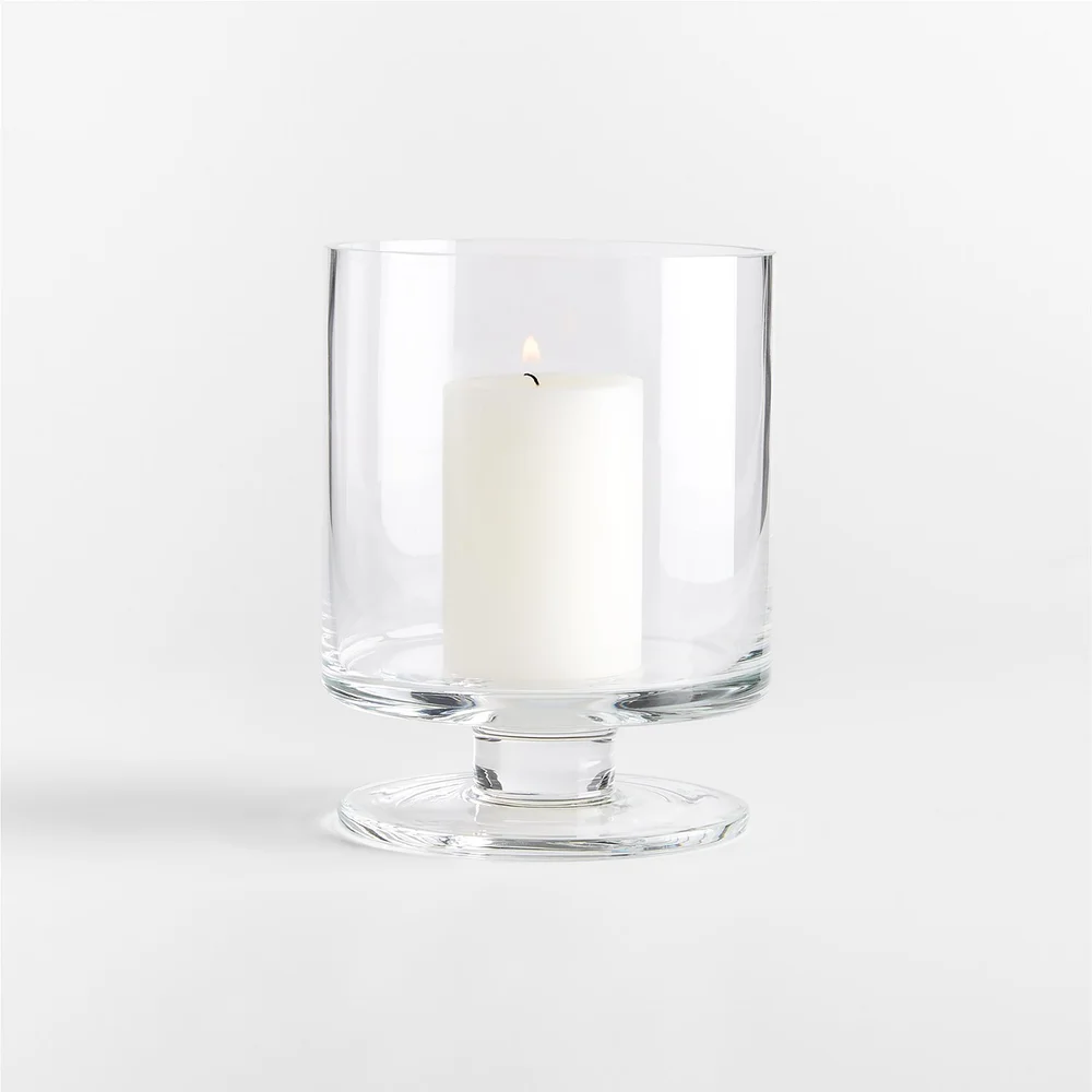 London Clear Glass Hurricane Candle Holder, Small 6"