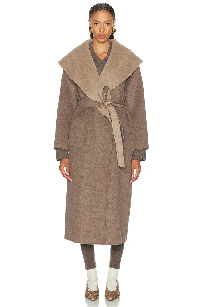 Allura Reversible Belted Coat in Mushroom Multi