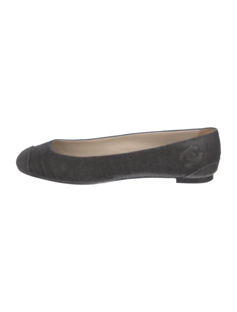 Pre-Owned Interlocking CC Logo Denim Flats