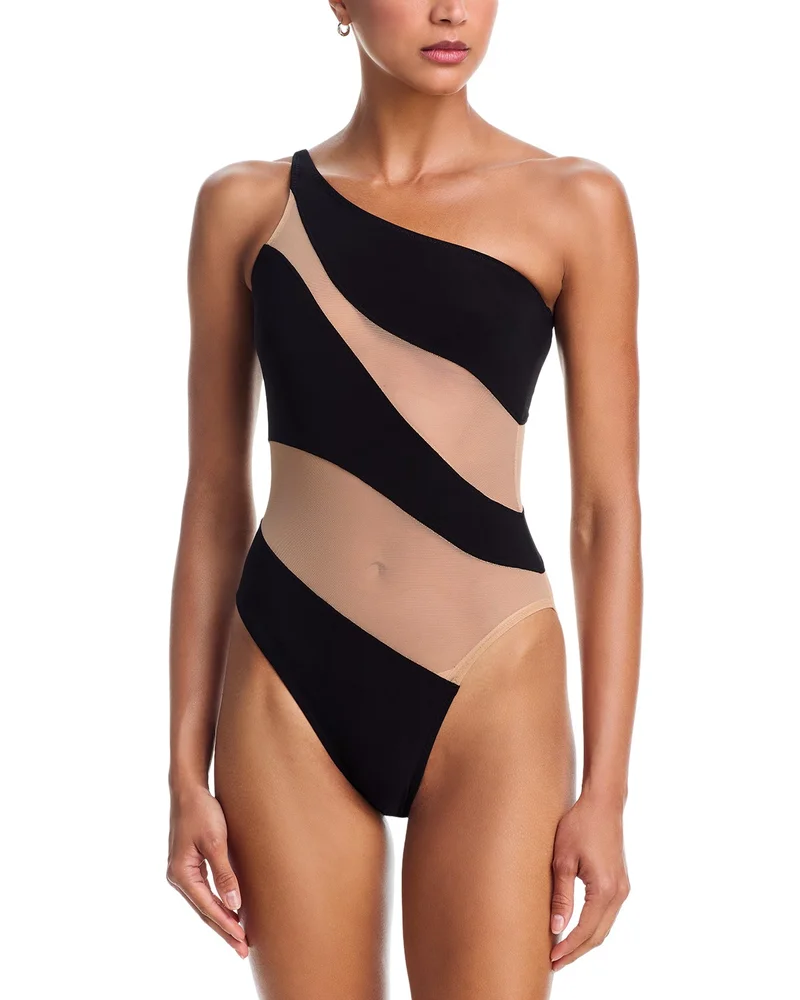 Mesh One Shoulder Swimsuit