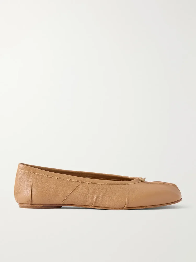 Tabi split-toe textured-leather ballet flats