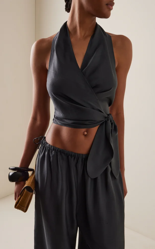 Silk Halter Wrap Top