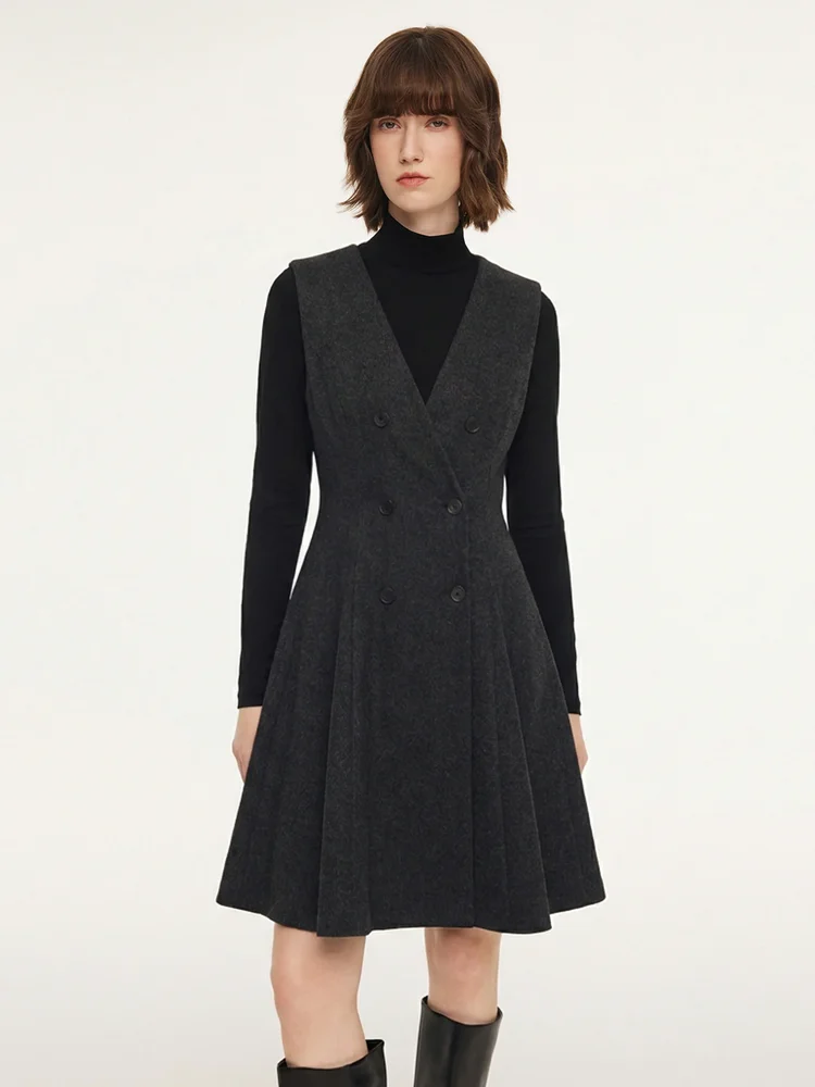 Vest Dress And Mock Neck Knit Top Two-Piece Set