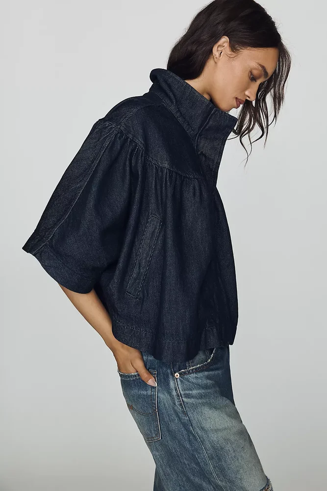 Denim Funnel Neck Jacket