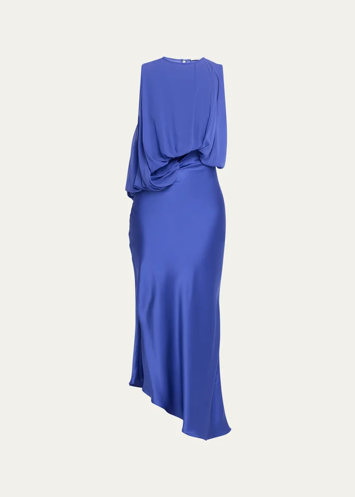 Cumulus Draped Sleeveless Midi Dress