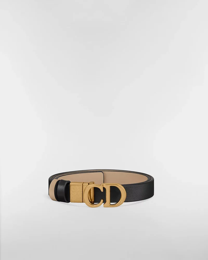 Reversible Saddle Belt Black and Powder Beige Smooth Calfskin, 20 MM