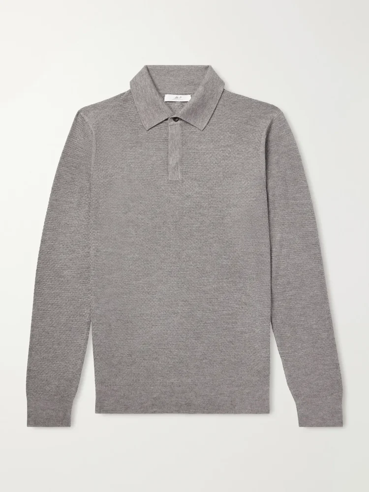 Cashmere and Silk-Blend Polo Sweater
