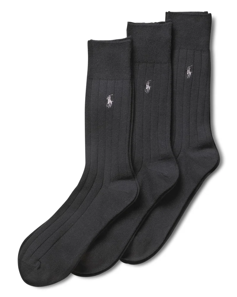 Solid Ribbed Crew Socks, Pack of 3