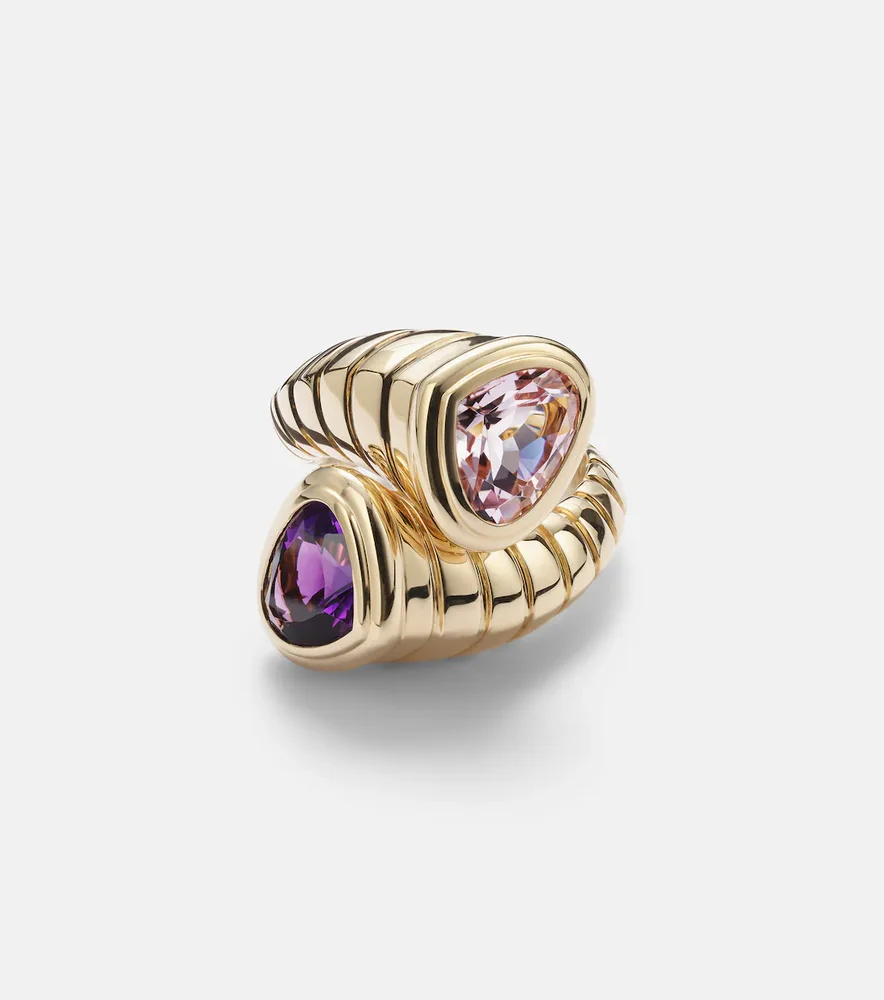 Trisolina Toi Et Moi 18kt gold ring with morganite and amethyst