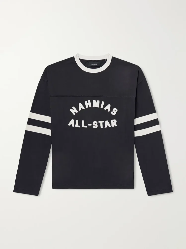 All Star Varsity Logo-Appliquéd Striped Cotton-Jersey T-Shirt
