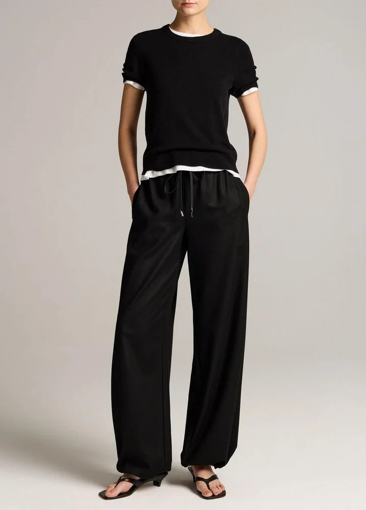 Italian Wool-Blend Flannel Drawstring Pant