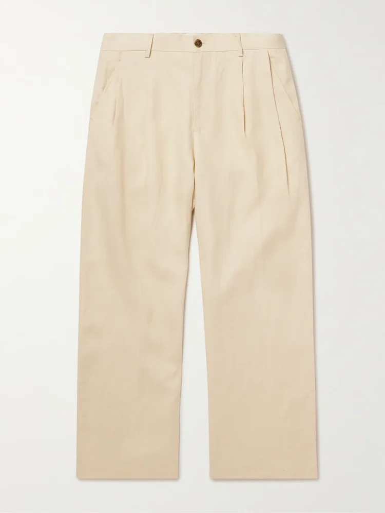 Justin 1454 Wide-Leg Pleated Linen Suit Trousers