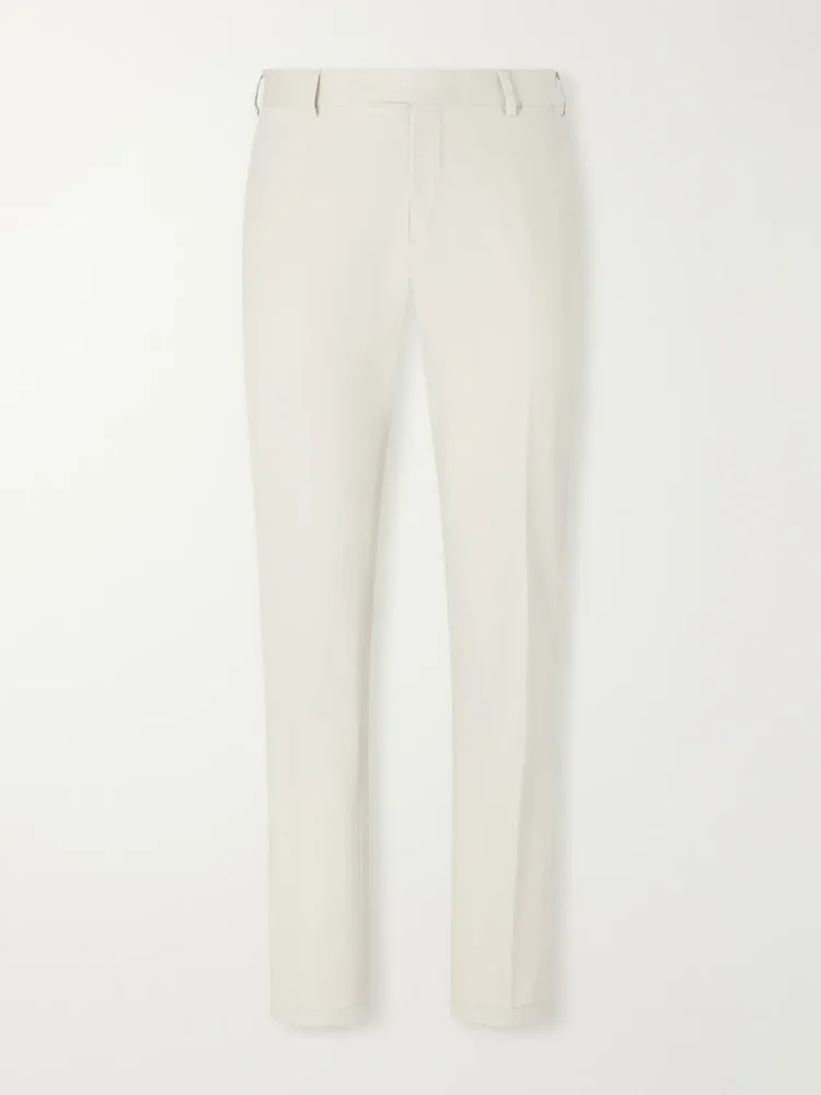 Straight-Leg Stretch-Cotton Gabardine Trousers