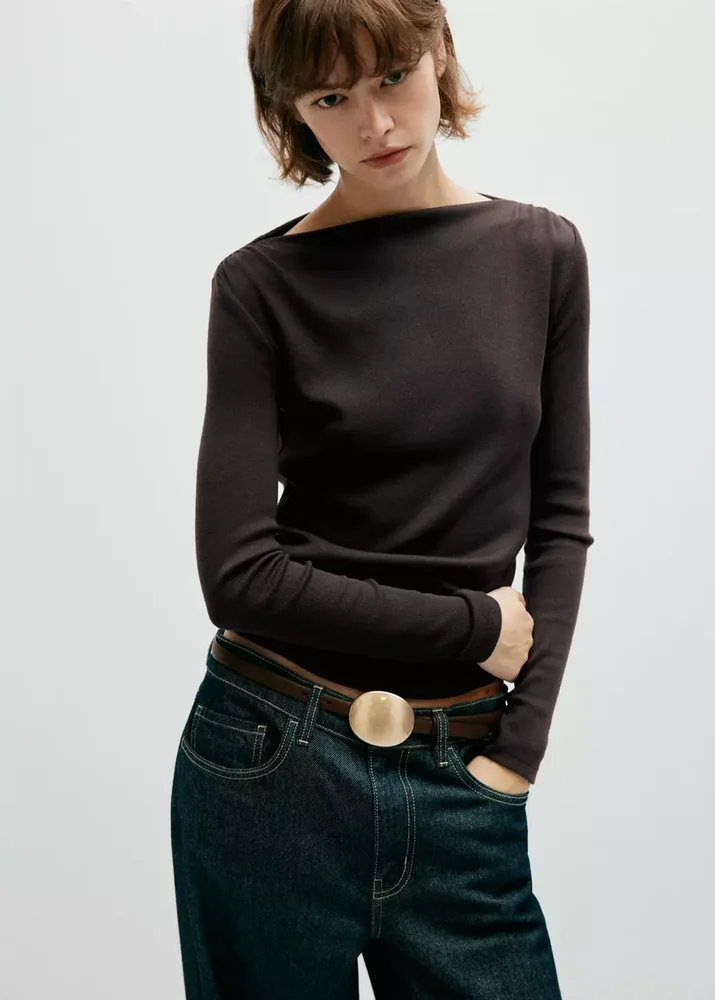 Long-Sleeved Boat-Neck T-Shirt