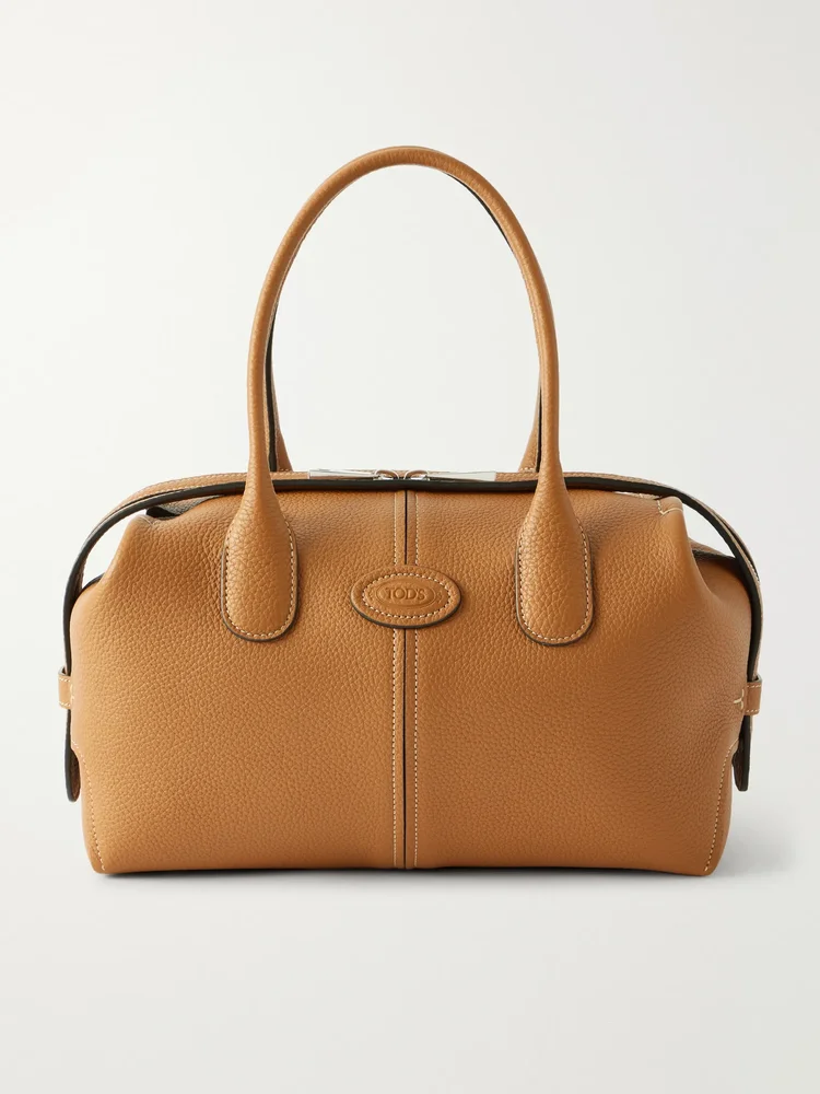 Bauletto textured-leather tote