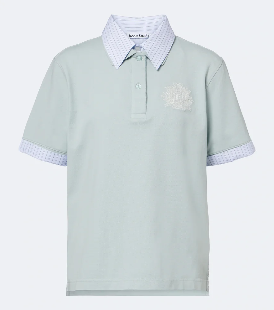 Layered cotton-blend piqué polo shirt