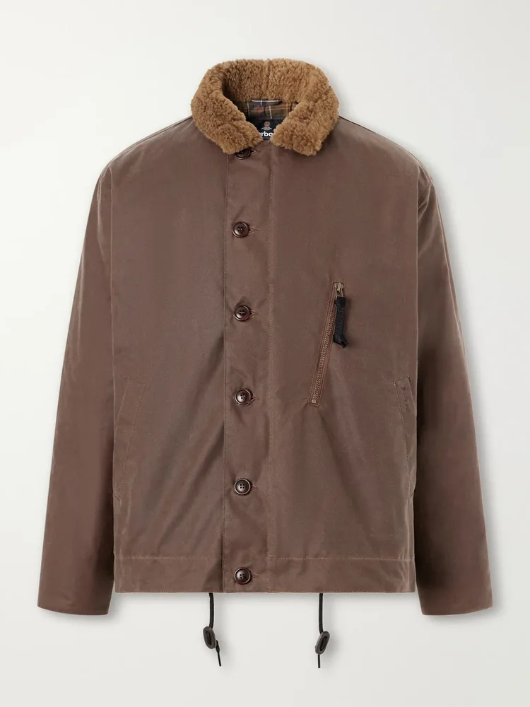Macklow Plush-Trimmed Waxed-Cotton Jacket