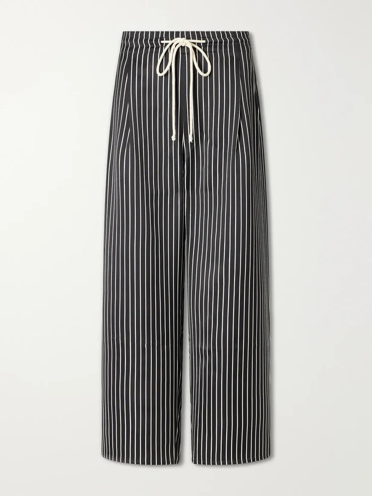 balloon drawstring habotai wide leg pants