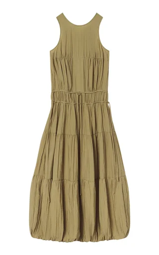 Wrinkled Nylon Pleated Maxi Dress
