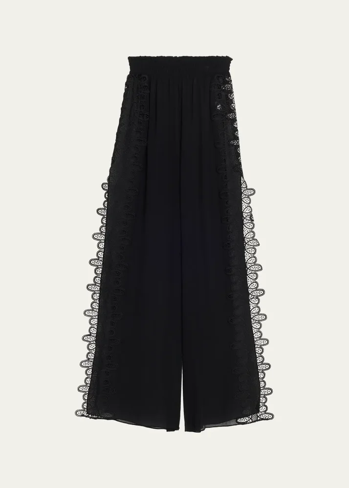 Athena Side-Split Wide-Leg Cotton Pants