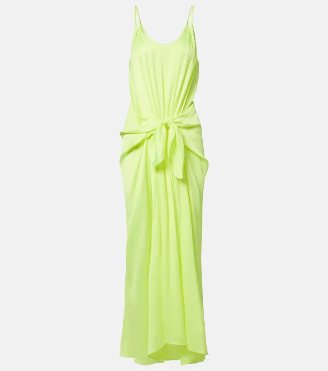 Gathered silk midi dress