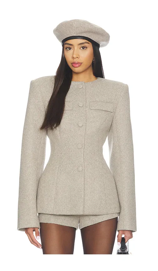 Chevron Suited Button Up Blazer