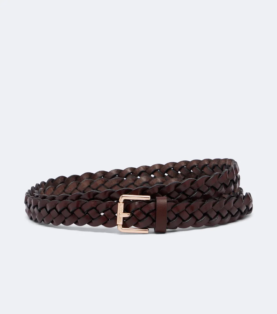 Woven leather belt