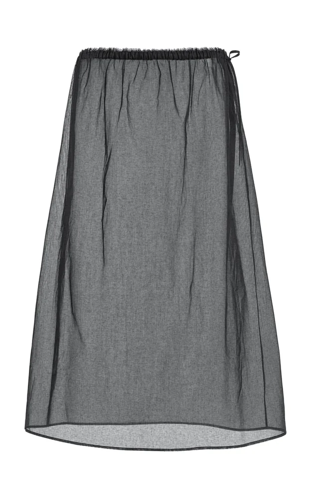 Sheer Cotton Organdy Midi Skirt