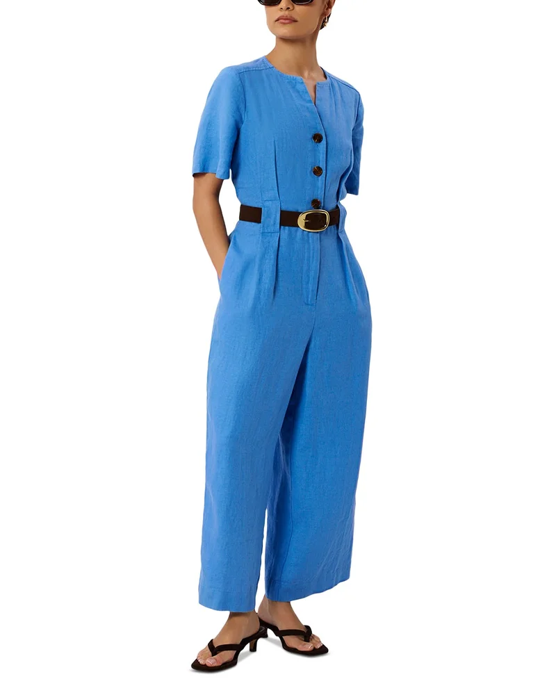 Petite Fiona Linen Button Jumpsuit