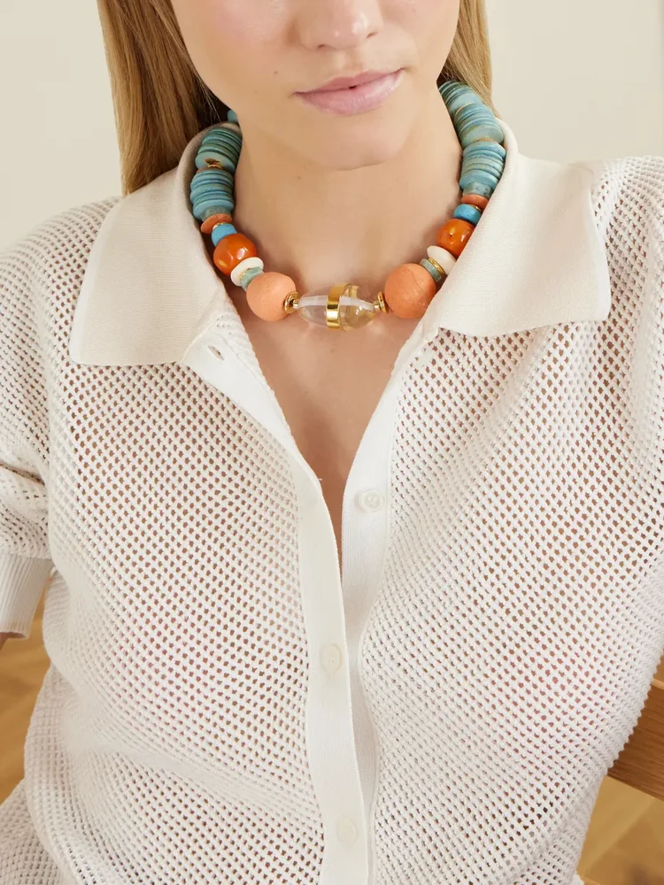 Neptune gold-plated multi-stone necklace