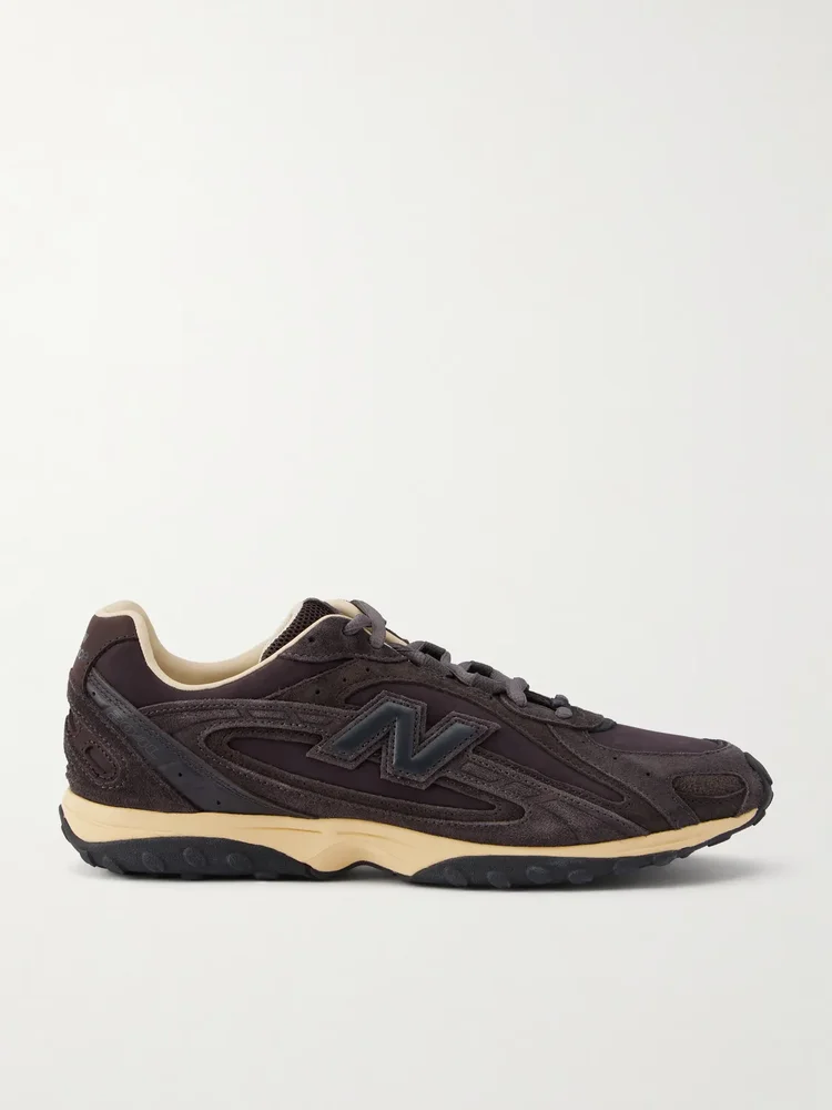 Auralee 240 mesh-trimmed suede and nubuck sneakers