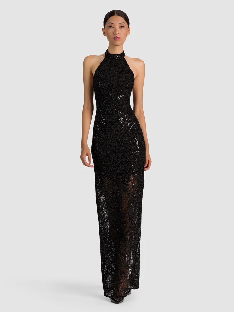 KOI EMBELLISHED MAXI DRESS - BLACK