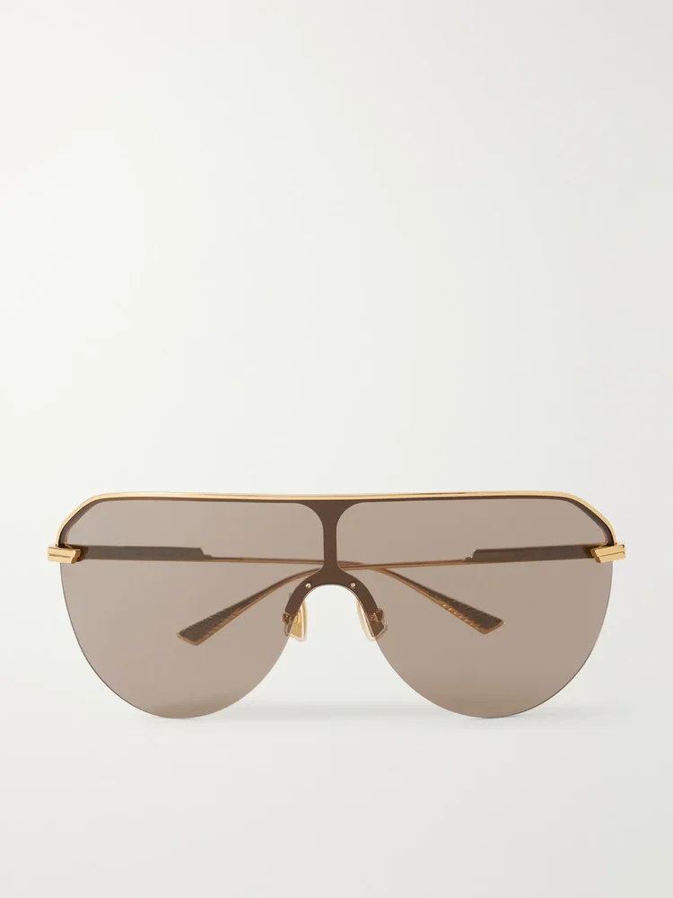 Long Ribbon aviator-style gold-tone sunglasses