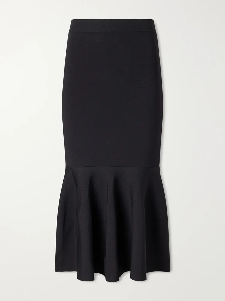 Flared crepe midi skirt