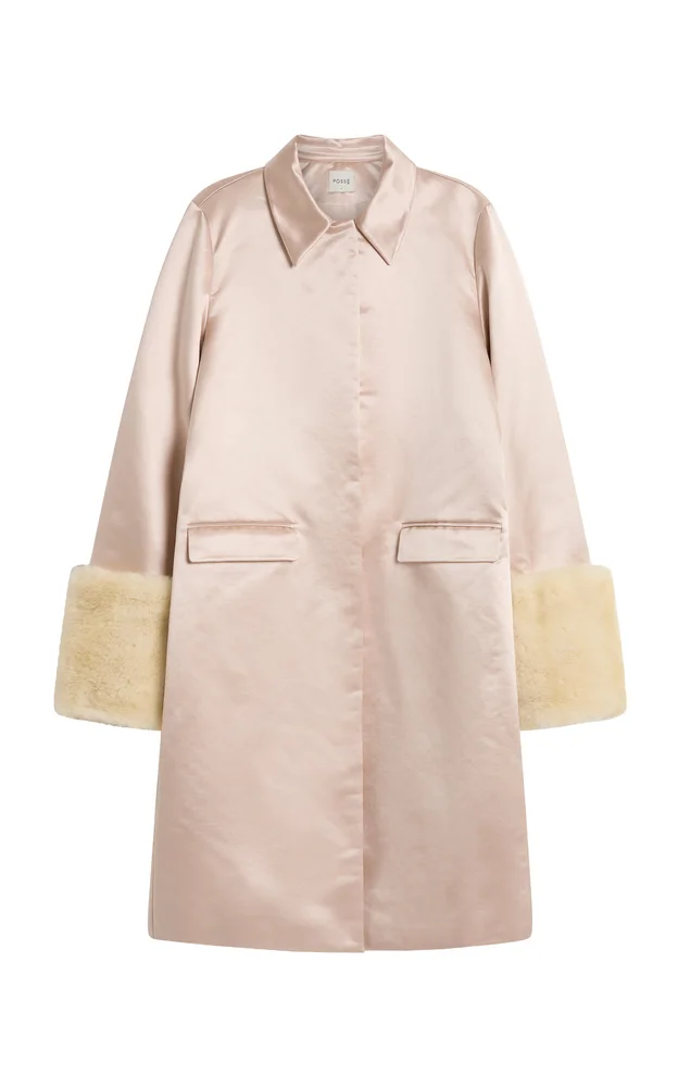 Chester Fur-Trimmed Satin Coat