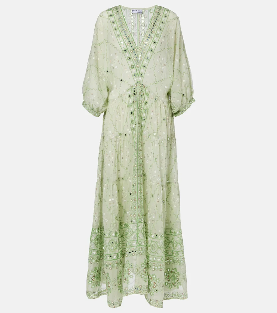Embellished cotton maxi dress