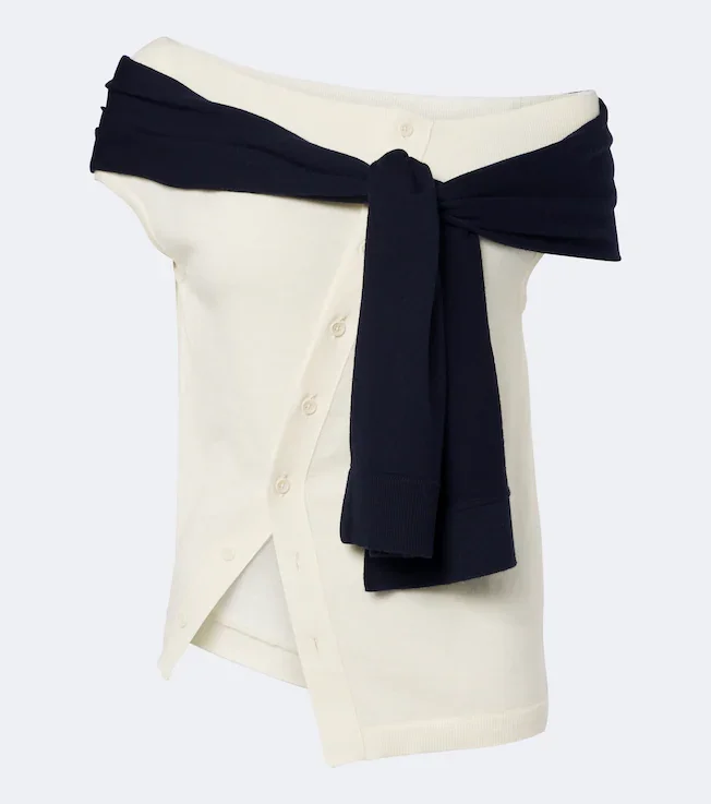 Layered off-shoulder wool top