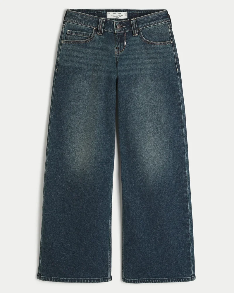 Andi Adjustable Waist Ultra Low-Rise Super Baggy Jeans (dark wash)
