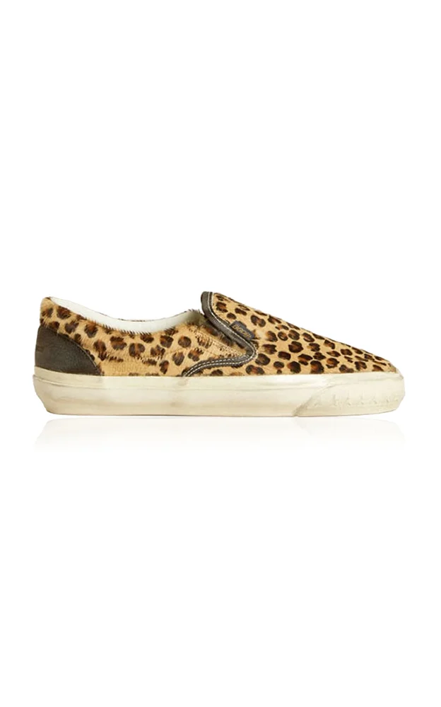 Calfhair and Leather Slip-On Sneakers