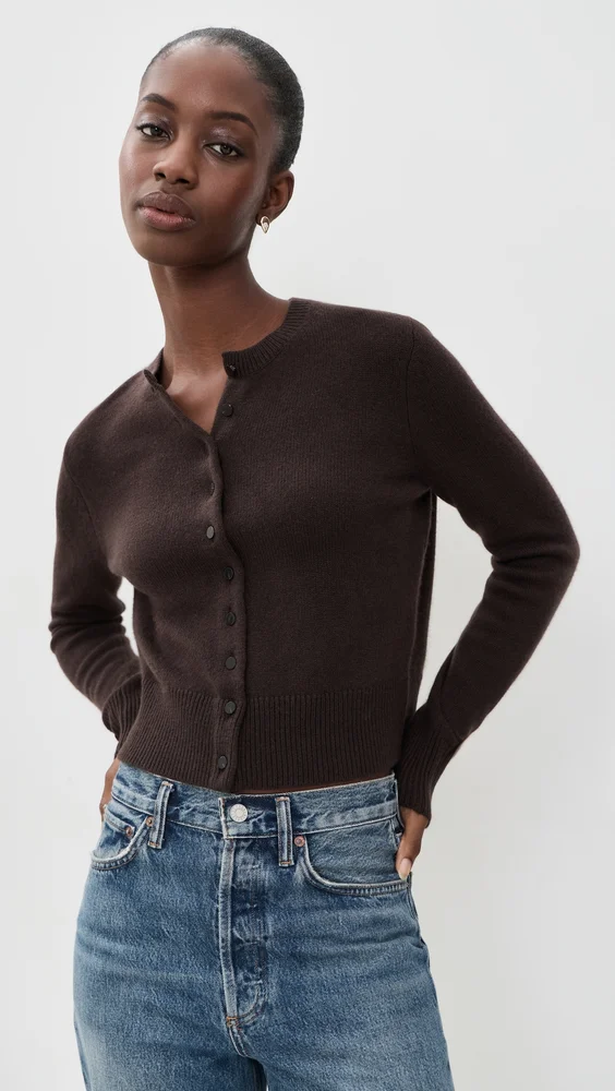 Crew Neck Button Down Cardigan