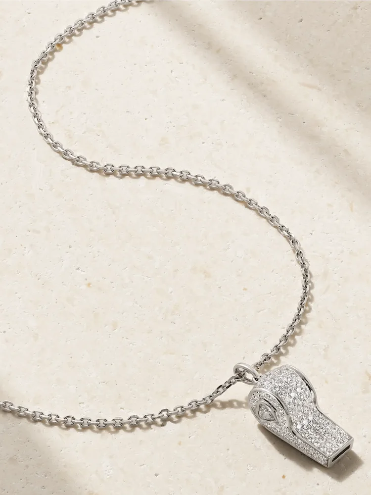 Baby Whistle 18-karat white gold diamond necklace