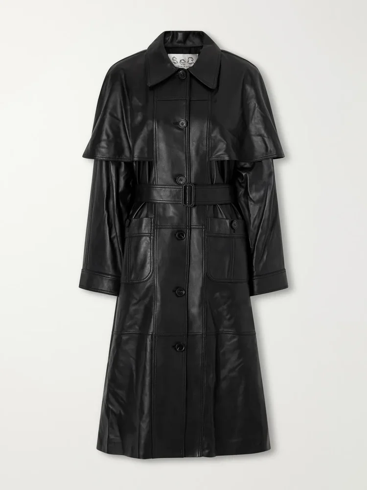 Caitlin belted leather trench coat
