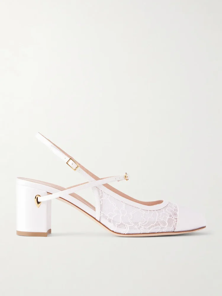 Mattia 65 satin-trimmed lace pumps